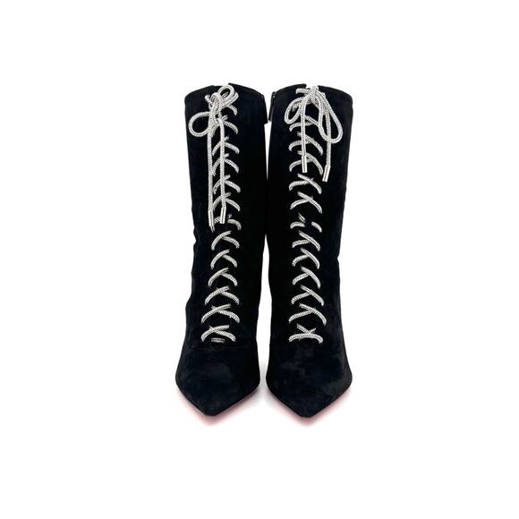 NEW Christian Louboutin Astrid Lace Strass Booty 85 Embellished Boots 37 - Picture 9 of 11